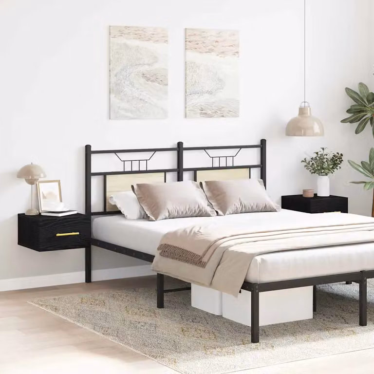 Set di 2 Armadi da Notte vidaXL in Legno MDF Rustico Nero L/P/H: 35 x 35 x 20 cm