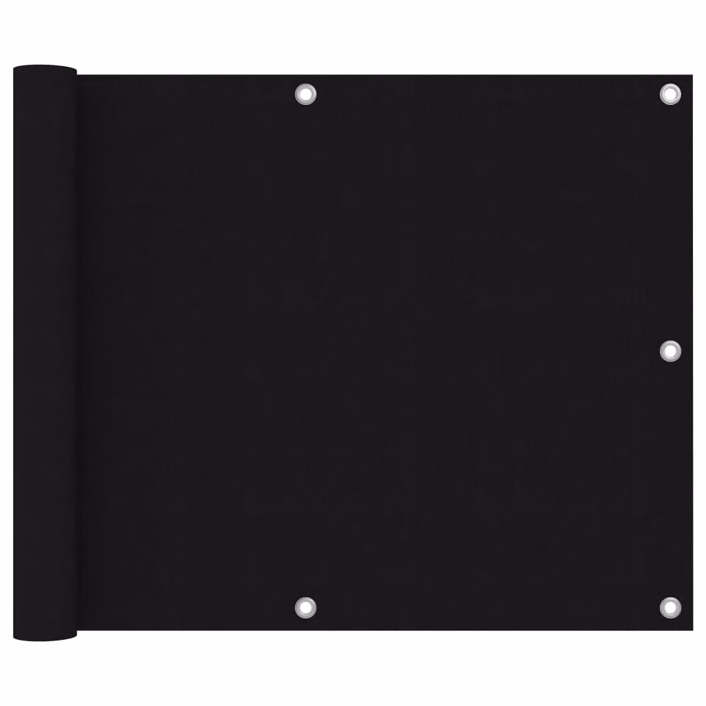 The Living Store Schermo privacy per balcone nero 75x600 cm Tessuto Oxford