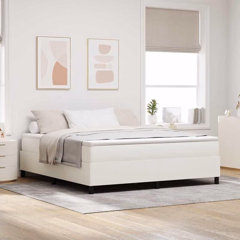 Maison Exclusive - Letto boxspring color crema e bianco, 180 x 200 cm, in velluto