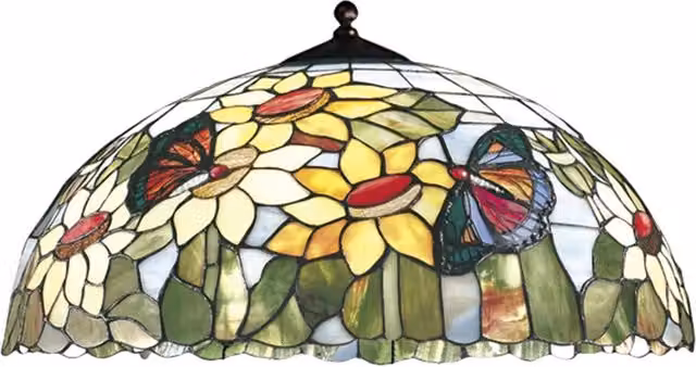 Paralume Tiffany In Vetro Decorato Multicolor D. 45Cm Per Sospensione