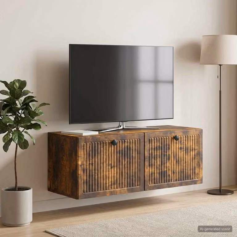 vidaXL Mobile Porta TV da Muro Moderno in Rovere Fumo, L 78,5 x P 31 x H 30 cm