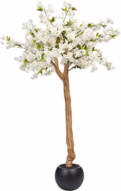 Albero artificiale BELIANI con foglie in plastica e tessuto nei colori bianco, rosa e verde, Altezza: 180 cm