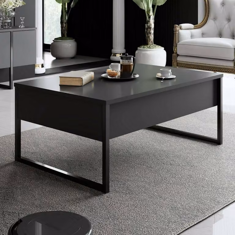 Dmora Tavolino da Salotto Lavinia 60x90x40h cm Nero, Portariviste Forma Rettangolare
