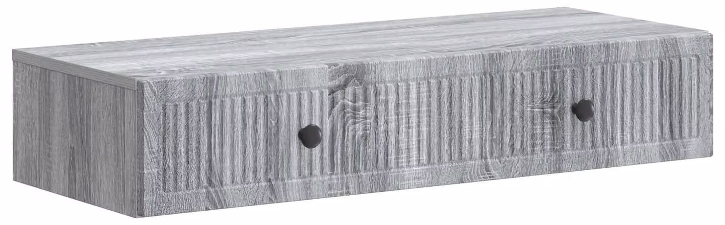 Tavolino da Parete Laterale Grigio Sonoma 87,5 x 34,5 x 17 cm