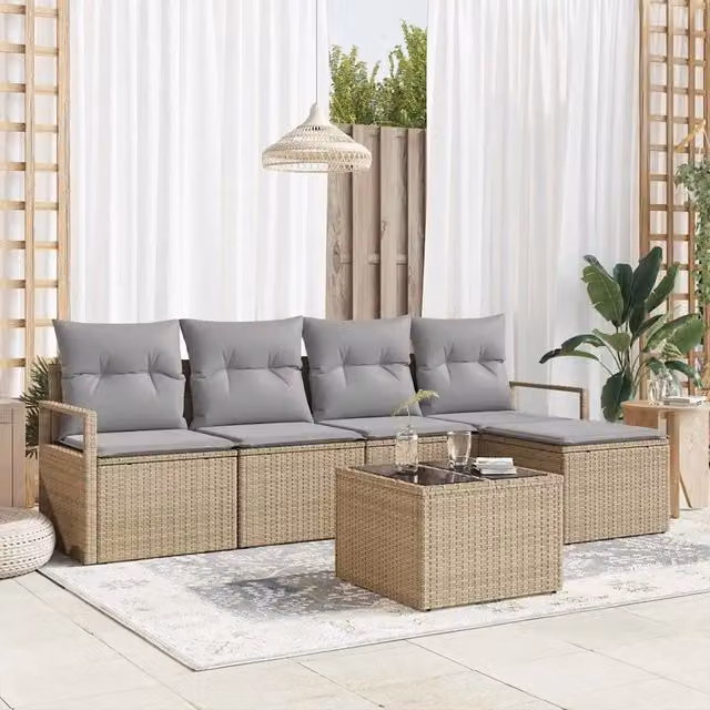 Set di divani 6 pz Beige polyrattan 3346350