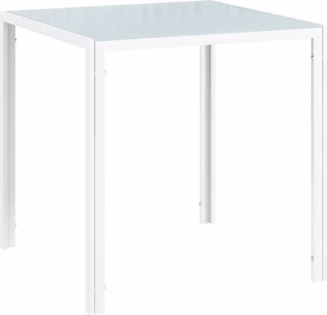 Tavolo da pranzo quadrato HOMCOM in vetro bianco con gambe in metallo per 4 persone, L 75 x P 75 x H 75 cm