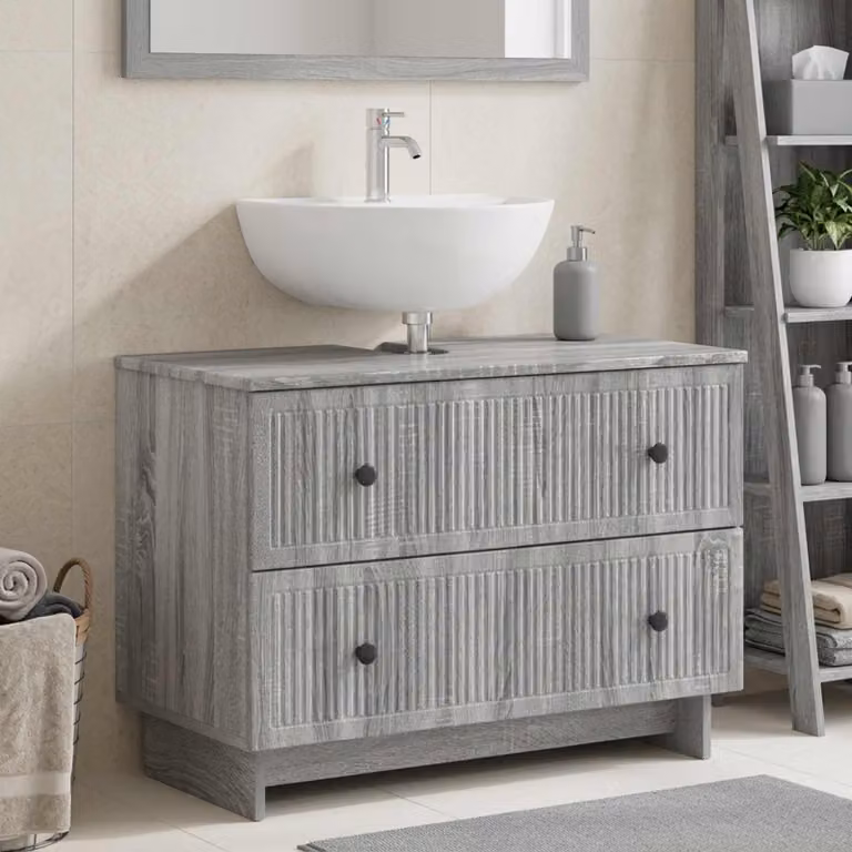 Armadio per lavabo da bagno vidaXL EDE Sonoma grigio L: 82 cm, P: 41 cm, H: 59 cm
