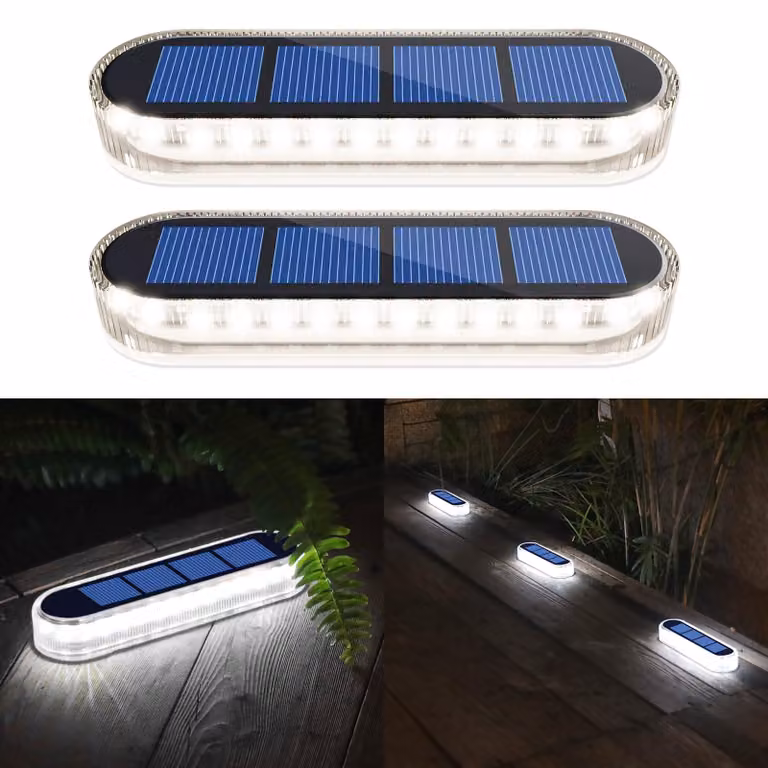 Lampade solari da esterno, colore bianco, 5700 K, grado di protezione IP68, 30 LED, set da 2