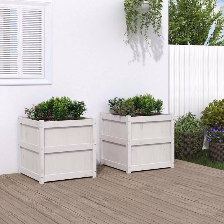 Set di 2 fioriere da giardino vidaXL in legno di pino bianco L/P/H: 60 x 60 x 60 cm