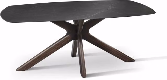 Tavolo rettangolare moderno Giordanoshop in ceramica con finitura opaca e struttura a X, L/P/H: 180 x 90 x 76 cm