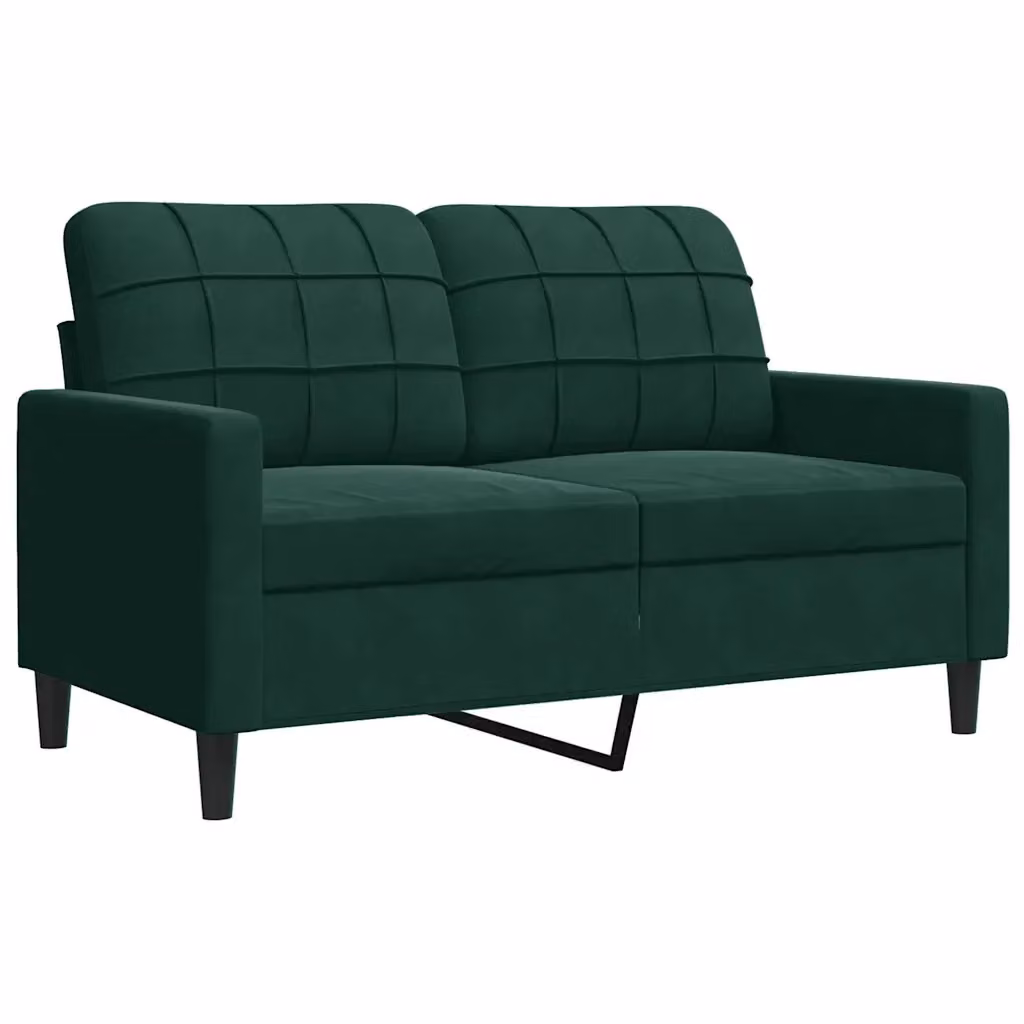 Divano moderno vidaXL in velluto verde con struttura in metallo per il tuo soggiorno L: 137 cm, P: 80 cm, H: 77 cm – 2