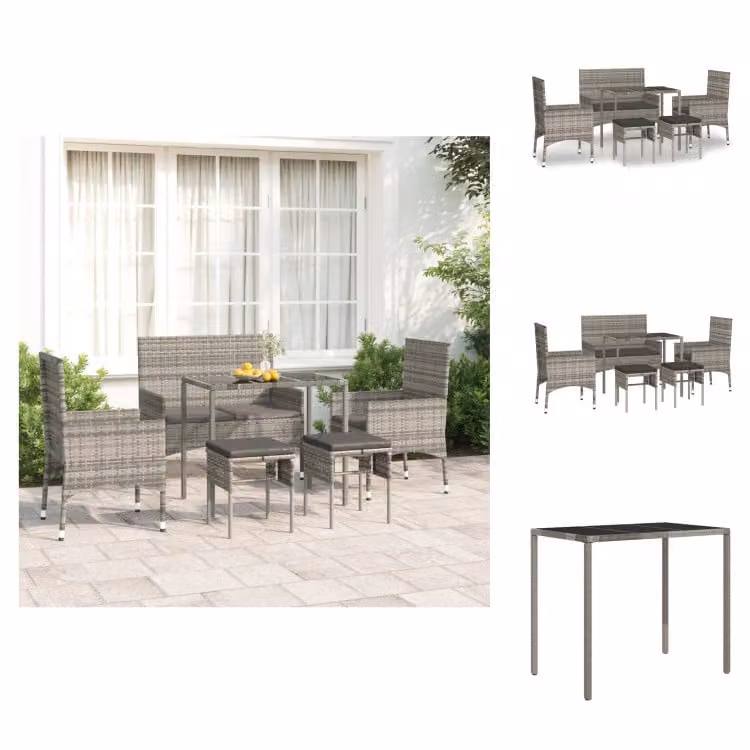 vidaXL set da salotto da giardino 6 pezzi con cuscini in poly rattan grigio - Set di mobili da giardino