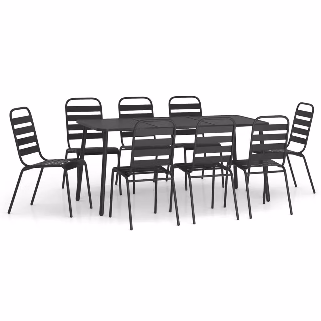 Set da pranzo da giardino vidaXL in acciaio antracite opaco, 9 pezzi – 2