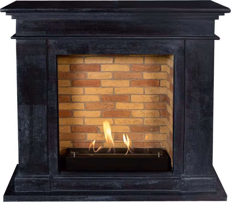 Caminetto a etanolo Xaralyn - Kos BST-SBU - pietra naturale nera - riscaldamento a 3 kW - caminetto da incasso incluso - caminetto decorativo