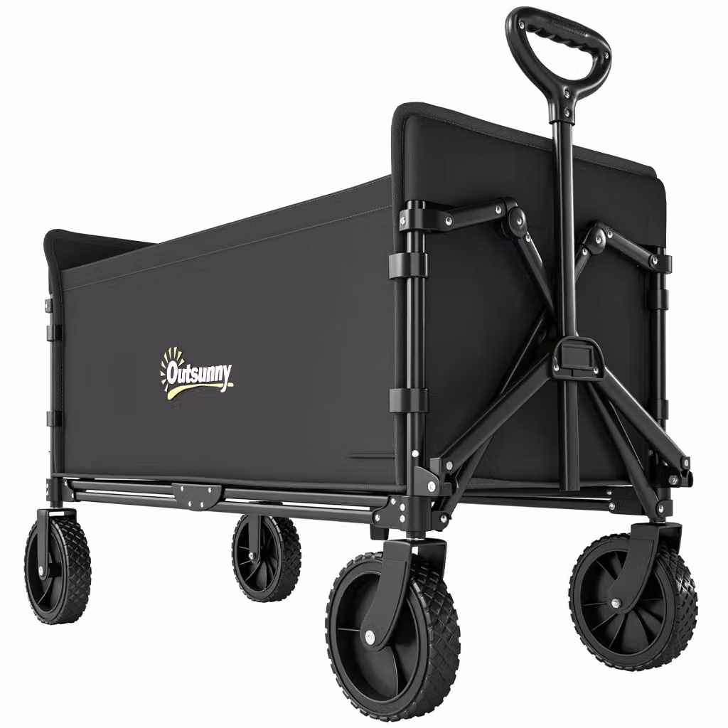 Carrello da giardino pieghevole zephmum in acciaio e poliestere nero 180L L/P/H: 90 x 48 x 62 cm – 2