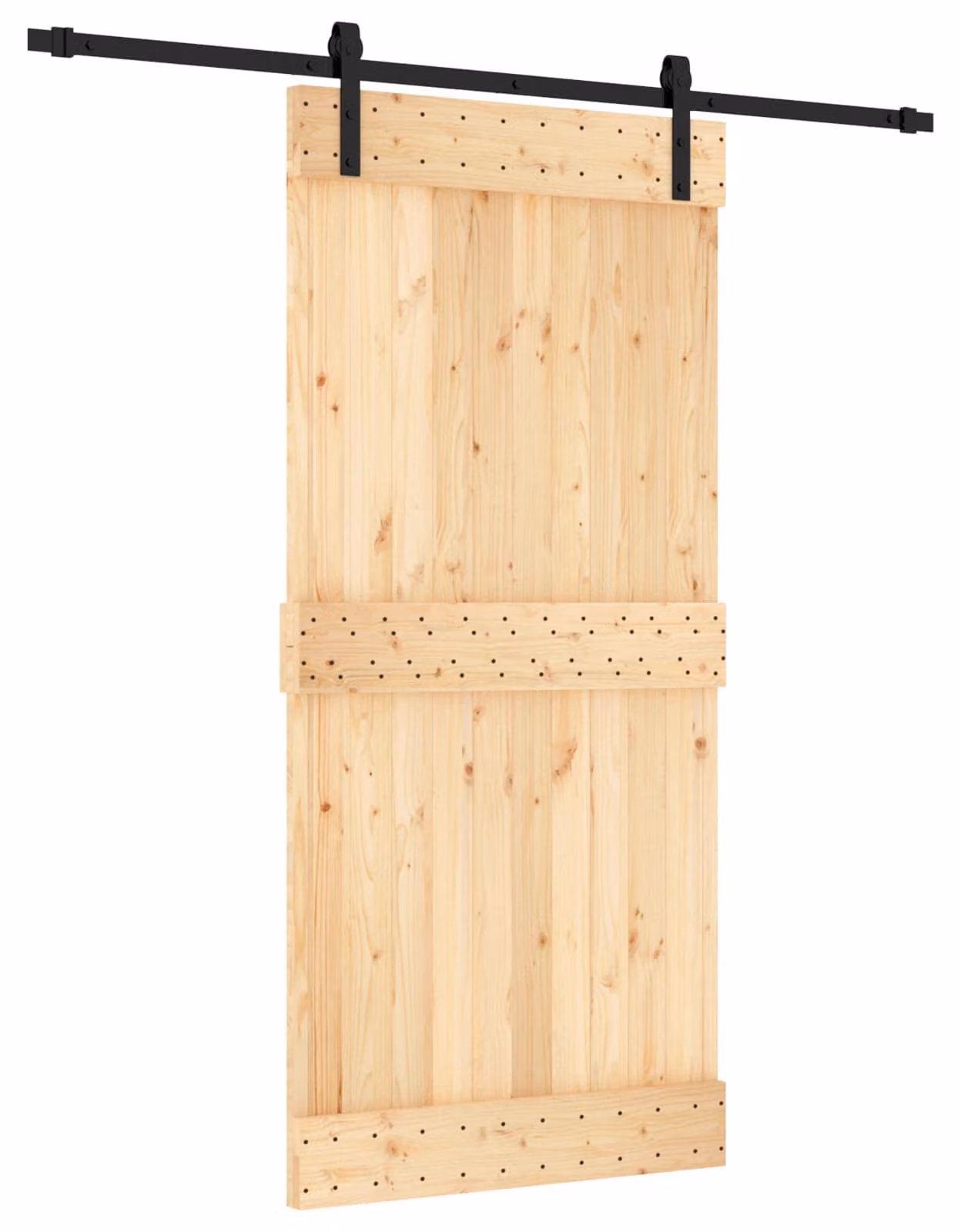 Porta scorrevole Naturale e Nero 95 x 210 cm