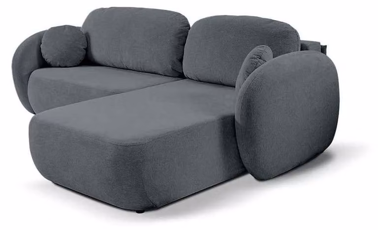 Divano angolare con funzione letto, modello Olemo, lato destro, colore grigio scuro