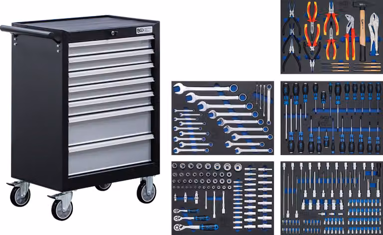 BGS Carrello da officina 7 cassetti con 246 utensili - 6060