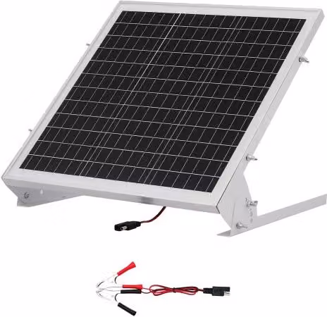 Caricabatterie per Pannello Solare VEVOR da 20 W e 12 V con Celle Monocristalline, Controllo MPPT Esterno, Staffa di Montaggio Regolabile e Impermeabilità IP65, Colore Argento e Bianco
