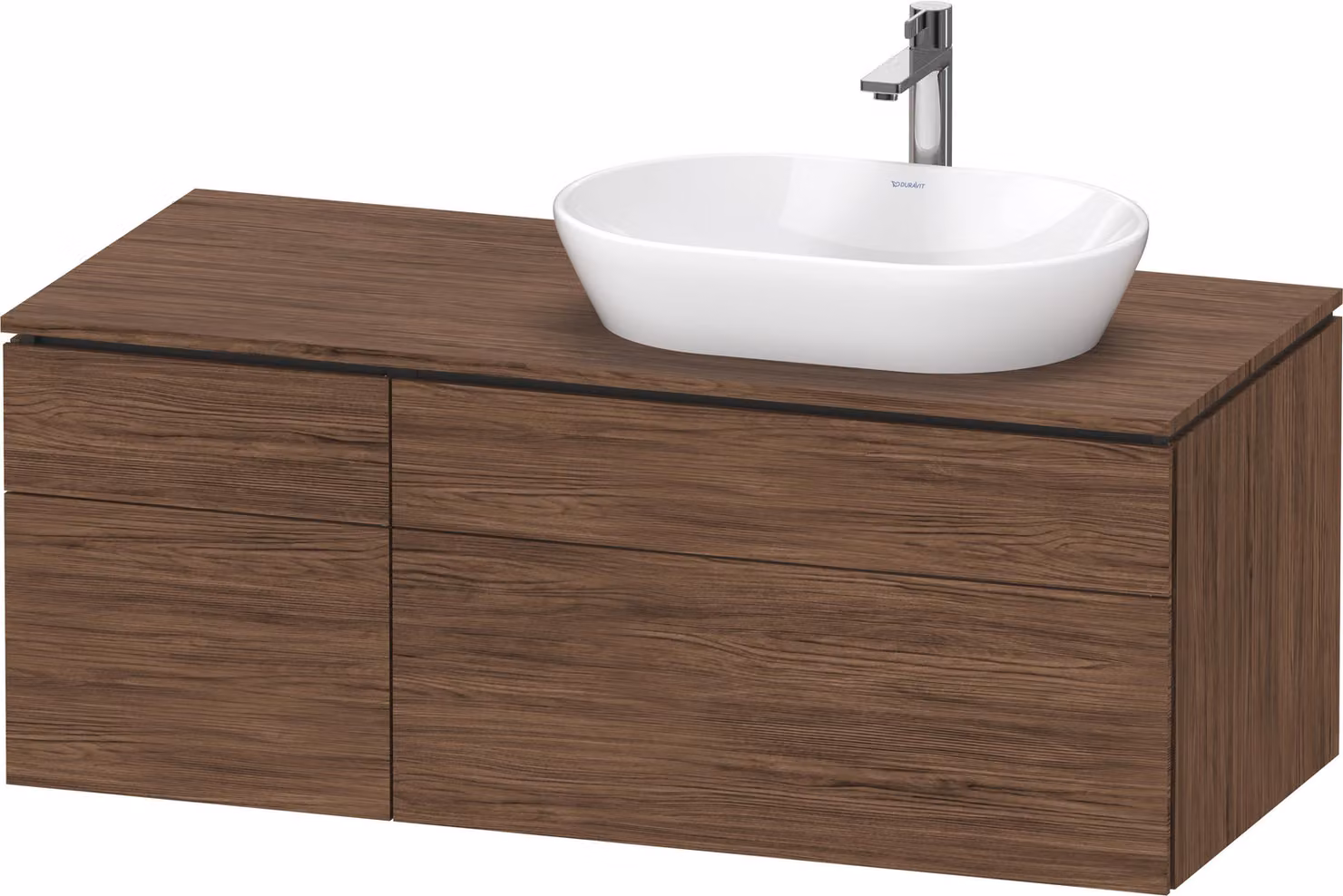 Duravit L-Cube Meuble sous-lavabo en console suspendu, avec plan de toilette en console, 4 tiroirs, vasque à droite, 1220x482x550mm, LC4874021210000, LC4874021210000