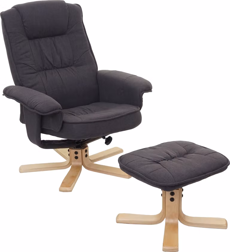 Poltrona relax H56, poltrona da TV con poggiapiedi, tessuto, certificata MVG ~ grigio scuro