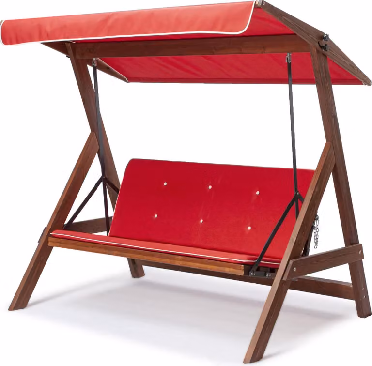 Skye Decor, Roma 2003 - Red, altalena da giardino a tre posti, rossa, 190 x 180 x 120 cm