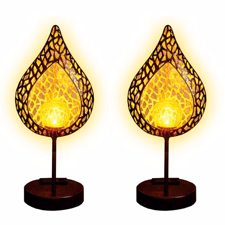 2 lampade da tavolo in metallo a energia solare, lampada da tavolo, lampada da balcone, lampada da giardino, lampada da tavolo a energia solare