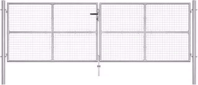 Cancello da Giardino in Acciaio Zincato 400x125 cm Argento 144300