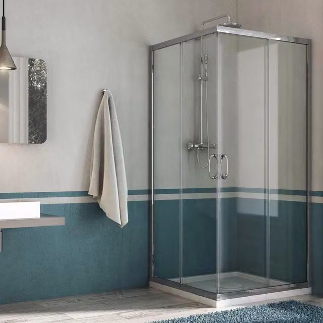 Box Doccia Angolare 100x120 cm 2 Ante Scorrevoli in Cristallo Trasparente 6mm H185 Fosterberg Vejle
