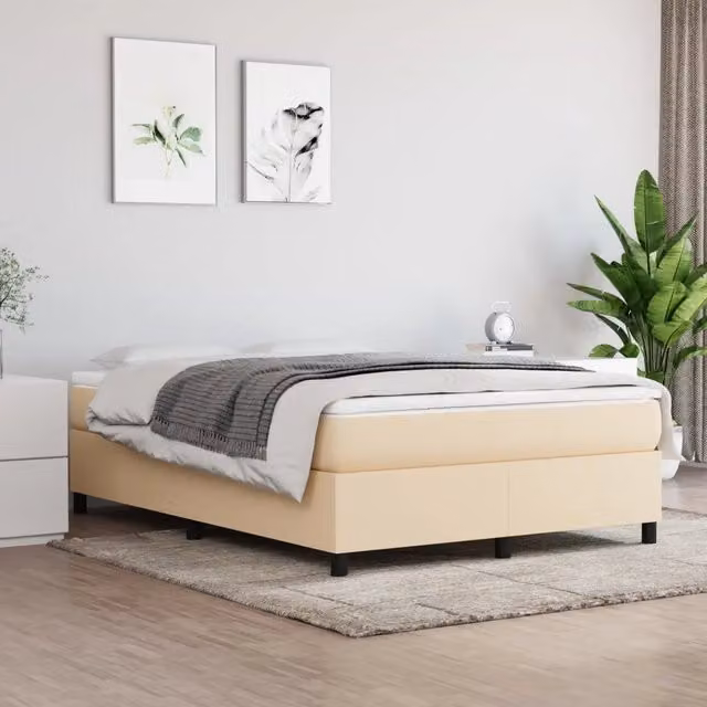 Giroletto a Molle con Materasso Crema 140x19 cm in Tessuto 3144420