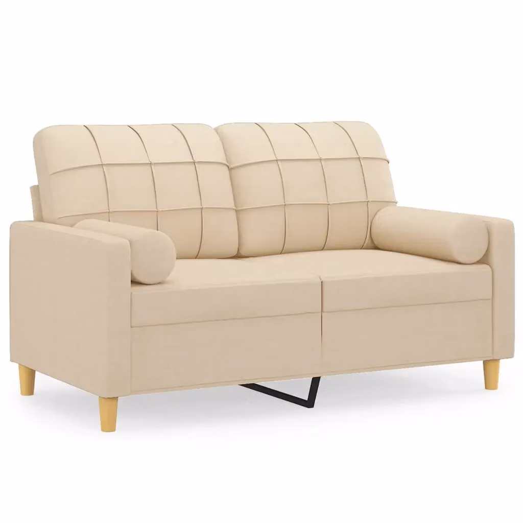 Divano a 2 posti moderno vidaXL in tessuto beige con cuscini e coperture rimovibili L: 138 cm, P: 80 cm, H: 77 cm – 2