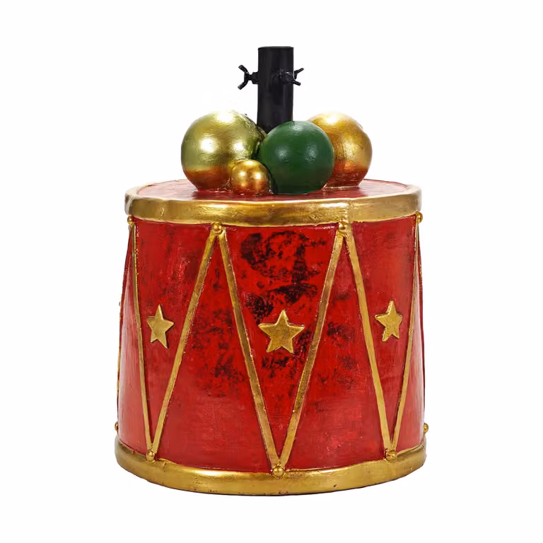 Base per Albero di Natale Decorativa a Tamburo VESTIAMO CASA, Metallo, Rosso e Nero, Altezza: 44 cm