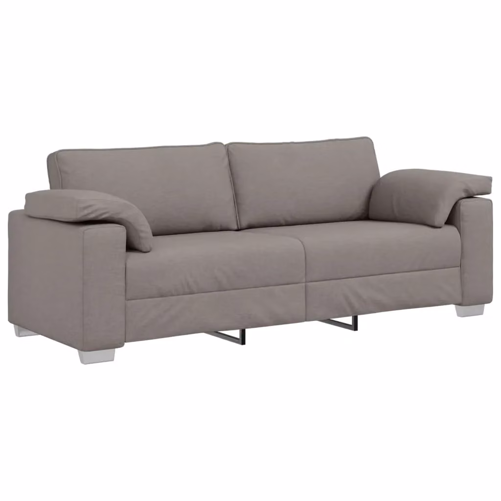 Divano 3 posti moderno vidaXL in tessuto beige e grigio con cuscini inclusi L: 219 cm, P: 82 cm, H: 77 cm – 2