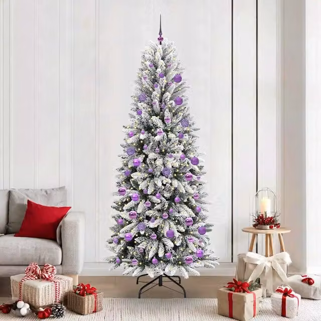 Albero di Natale artificiale moderno vidaXL bianco con luci LED warm white Altezza: 210 cm