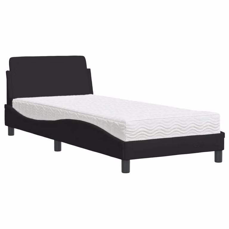 Letto con Materasso Dover Nero 80x200 cm in Tessuto