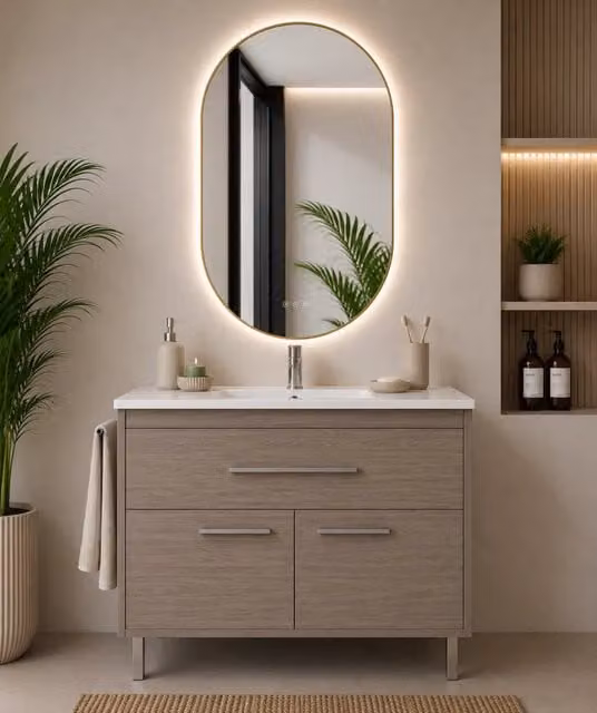 Mobile bagno con lavabo ORIGENBATH BAHIA senza specchio 90x40 cm rovere smoky