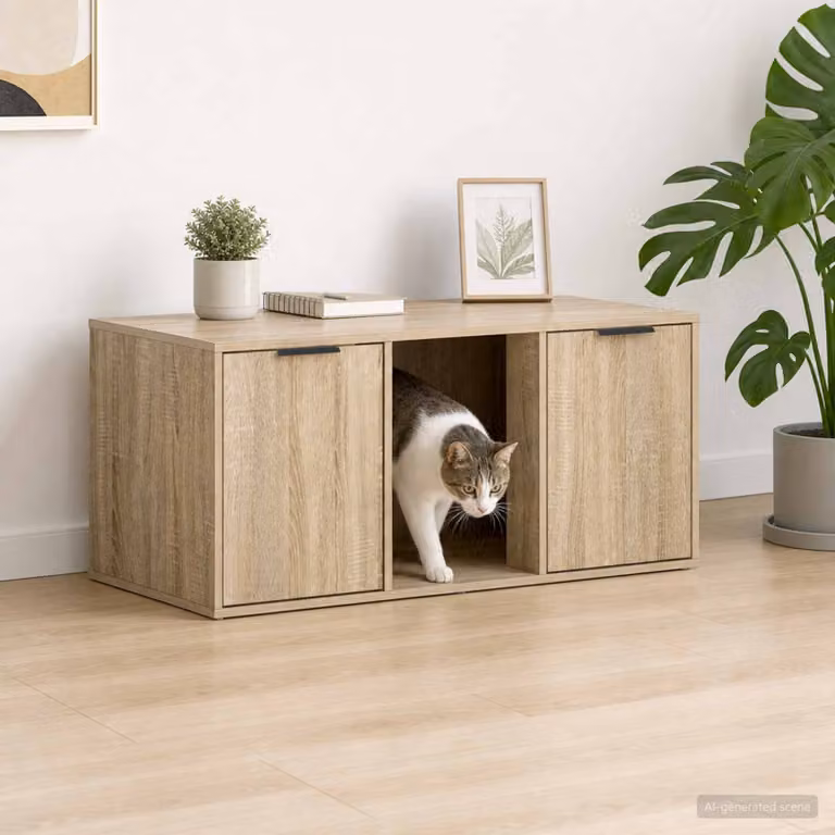 Mobile per gatti vidaXL in Rovere Sonoma, marrone, L 100 x P 49 x H 45 cm