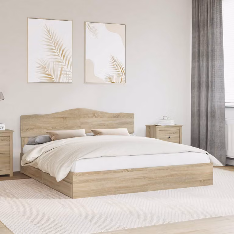 Letto con contenitore e cassetto vidaXL in Rovere Sonoma, L: 180 cm x P: 200 cm