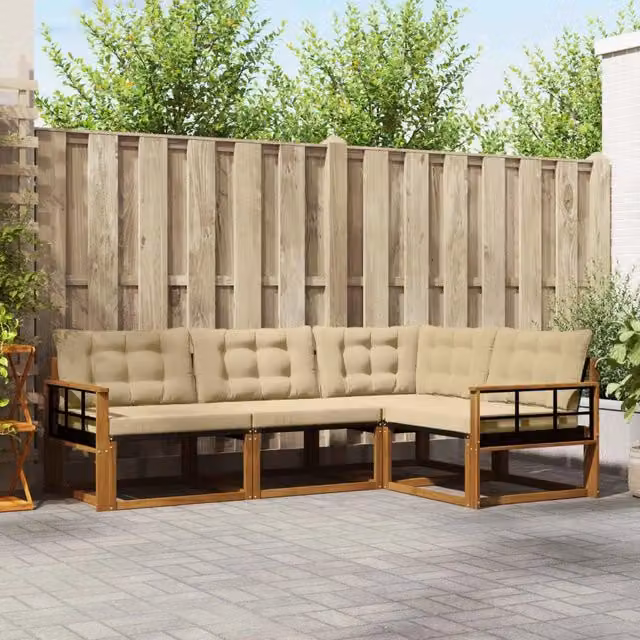 Set di divani da esterno 4 pz Naturale e Beige 3369416