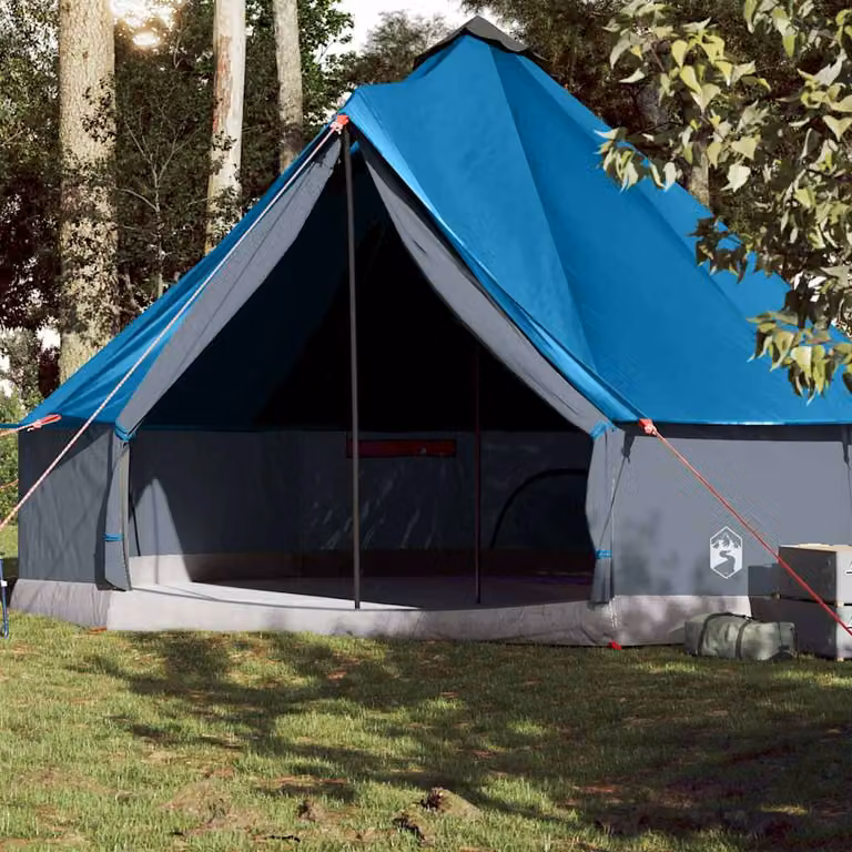 Tenda da campeggio familiare vidaXL per 10 persone, impermeabile, blu