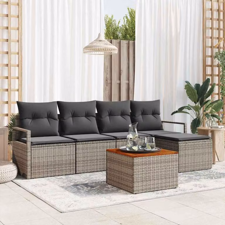Maison Exclusive - Set Divano da Giardino con cuscino 6 pcs Grigio polyrattan