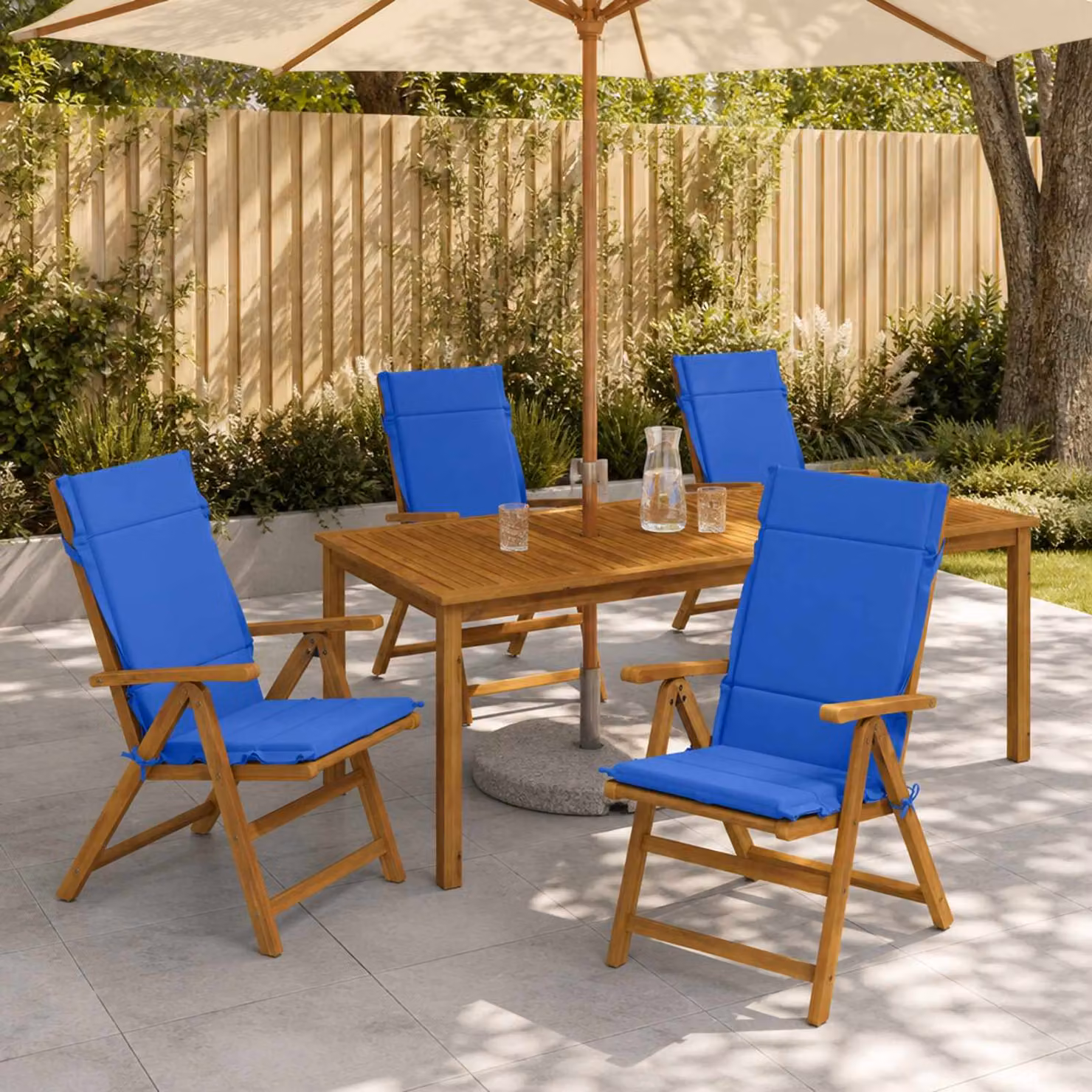 Set di 6 cuscini per sedia alta vidaXL GEMERT in poliestere blu con rivestimento rimovibile e imbottitura in schiuma