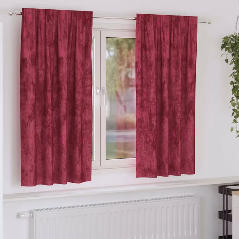 Set di 2 tende in velluto vidaXL color rosso vino, oscuranti e termoisolanti, L: 140 cm x H: 175 cm