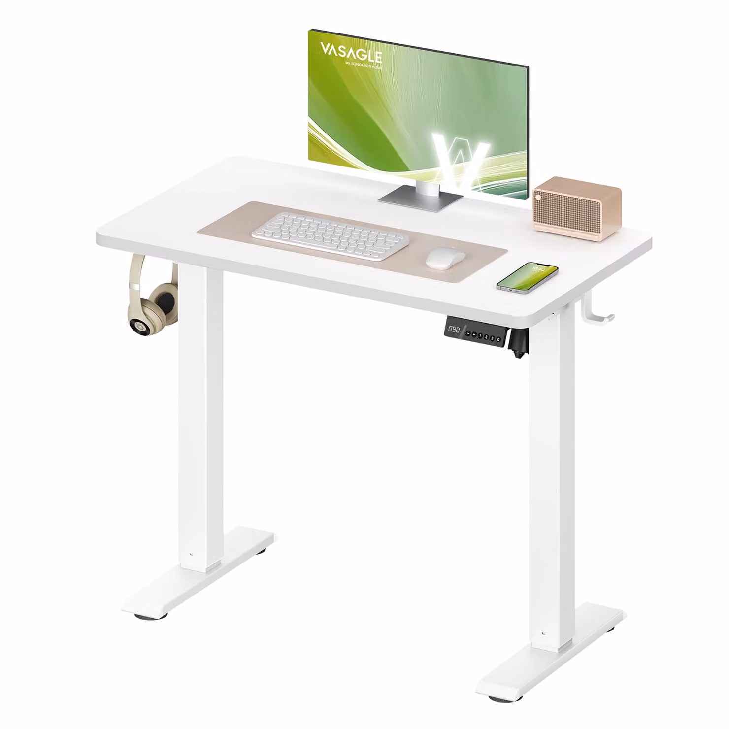 Scrivania Regolabile in Altezza Elettrica, Bianco Nuvola / 80 x 50 cm