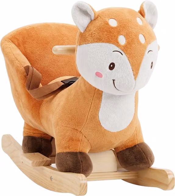 Cavallo a dondolo AIYAPLAY a forma di cerbiatto maculato con suoni realistici, colore marrone rossiccio, per bambini da 1 a 3 anni – 1