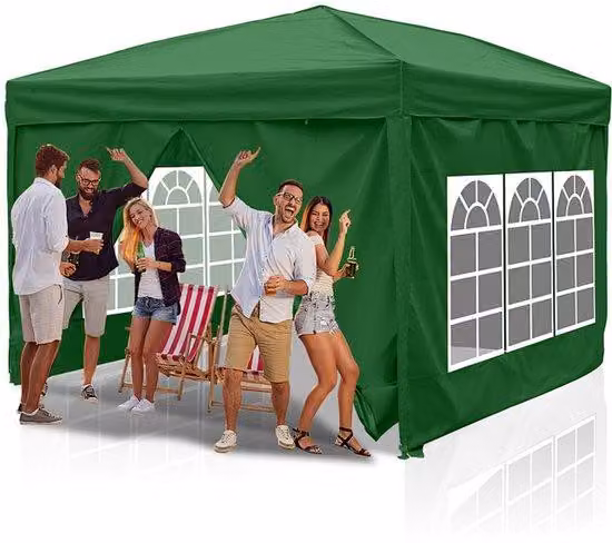 Tende da giardino 3x3 m. Gazebo impermeabile con pareti laterali e pareti laterali verdi