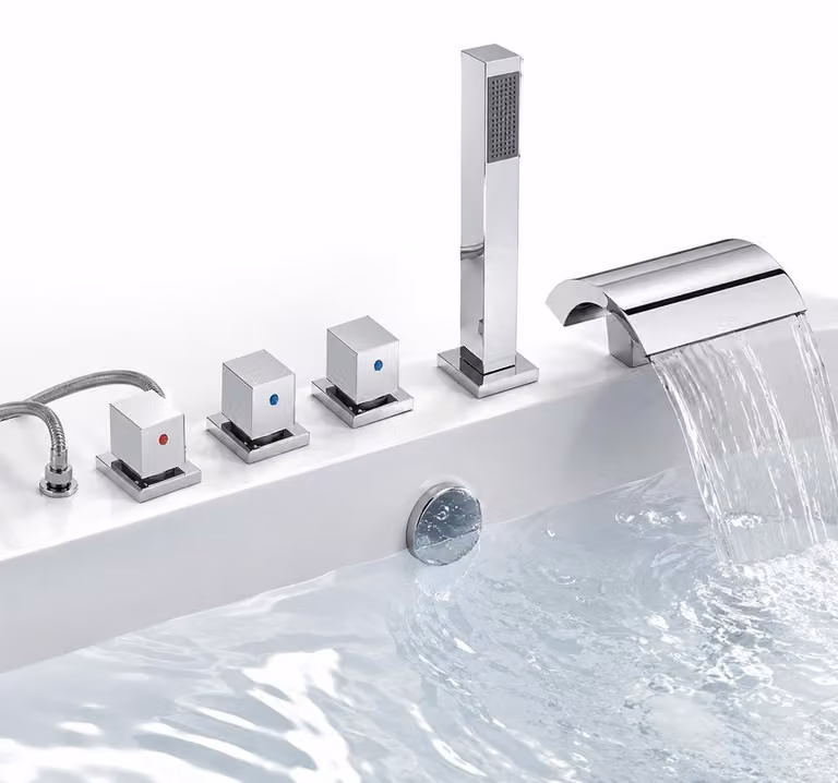 Mucola HandBraunse miscelatore per vasca da bagno miscelatore per doccia 5 fori set miscelatore per vasca da bagno rotondo argento miscelatore per bagno miscelatore per bordo vasca