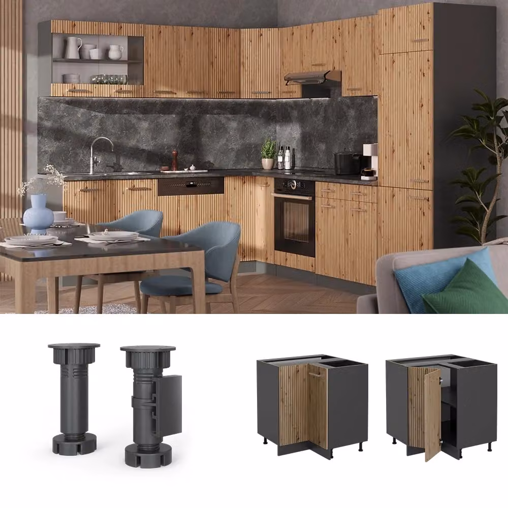 Mobile ad angolo per cucina Vicco R-Line in rovere e antracite con ante a libro L 75.6 cm x P 46.0 cm x H 81.6 cm – 2