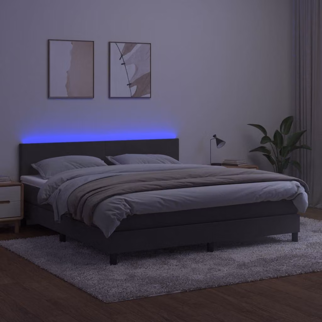 Maison Exclusive - Letto a Molle con Materasso e LED Grigio Scuro 180x200 cm