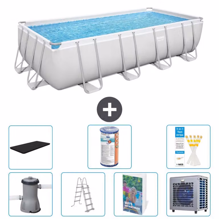 Bestway Power Steel, piscina rettangolare - 488x244x122 cm - composta da 6 parti, modello S551